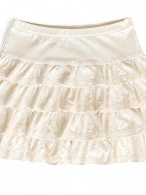 MILK Cream Ruffle Tiered Mini Skirt